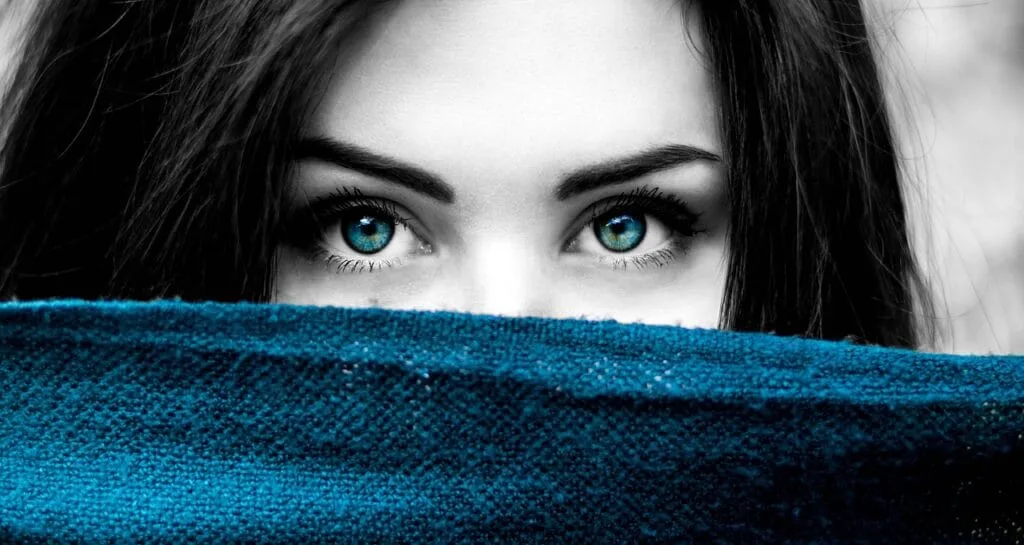 woman, blue eyes, blue